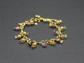 Handcrafted Brass Wire Bracelet with Glass Beads, 7.00"