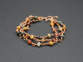 Handcrafted Triple Strand Jasper Nugget Bracelet with Copper Wire Links and Toggle Clasp, 6.5"