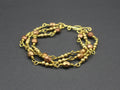 Handcrafted Triple Strand Metallic Faceted Glass and Brass Bracelet with Toggle Clasp, 6.5"