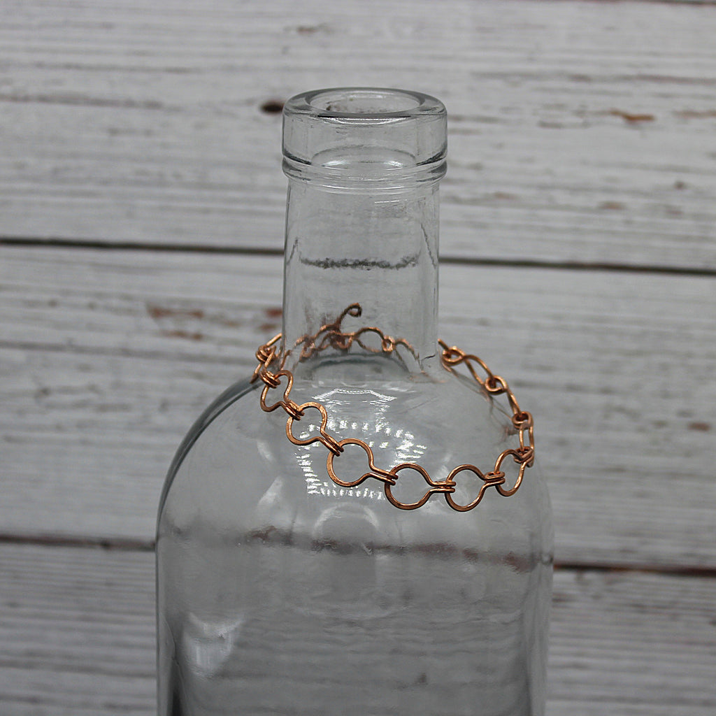 Handcrafted Hammered Copper Link Bracelet, 6.5"