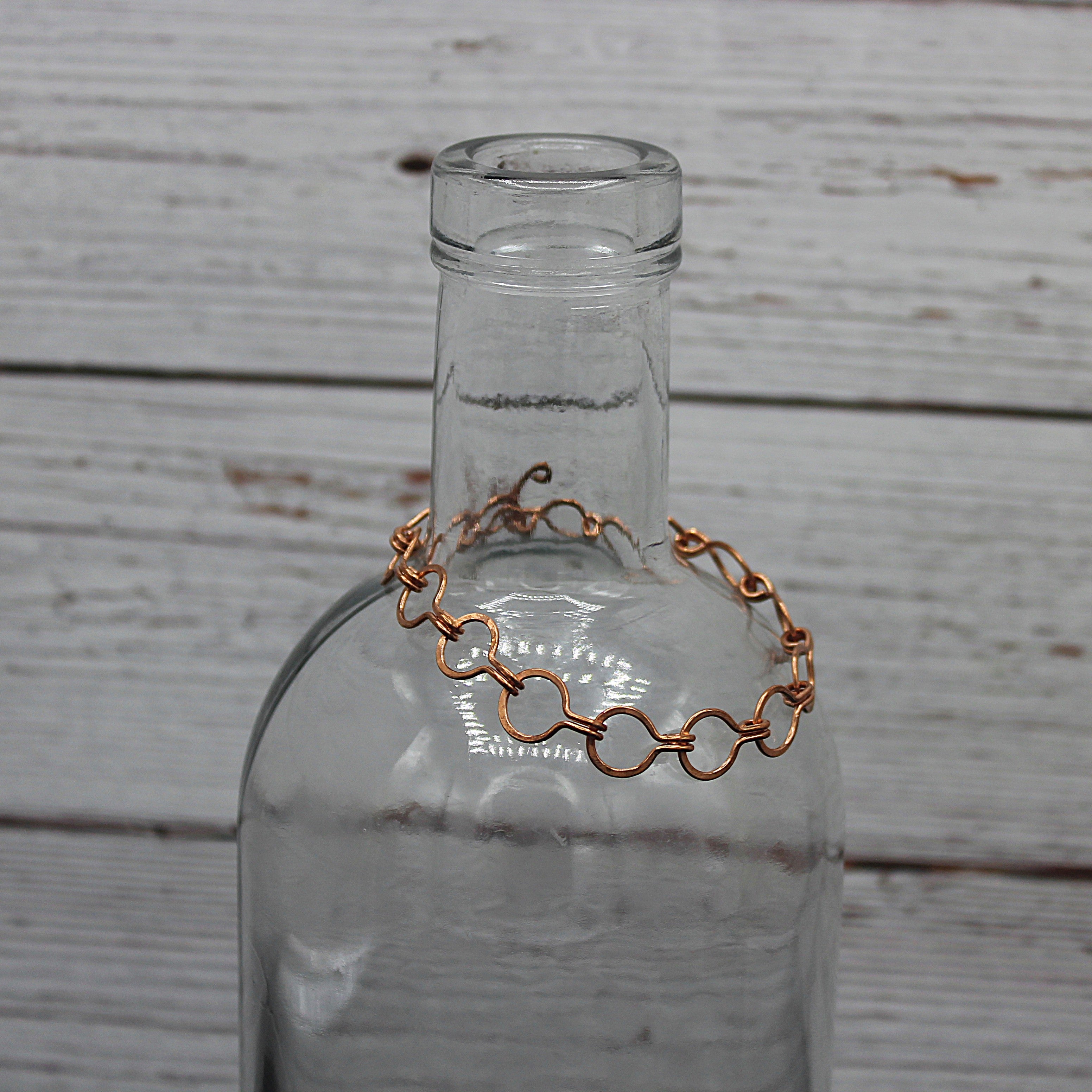 Handcrafted Hammered Copper Link Bracelet, 6.5"