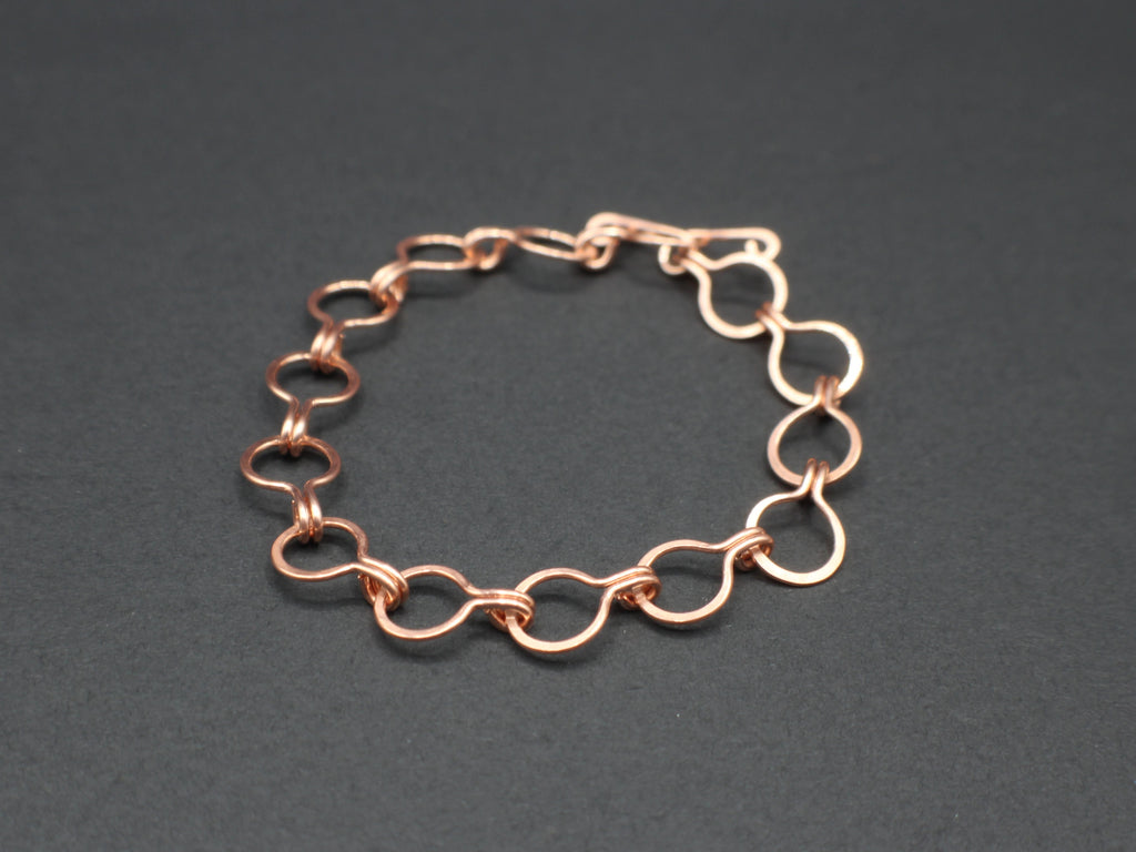 Handcrafted Hammered Copper Link Bracelet, 6.5"