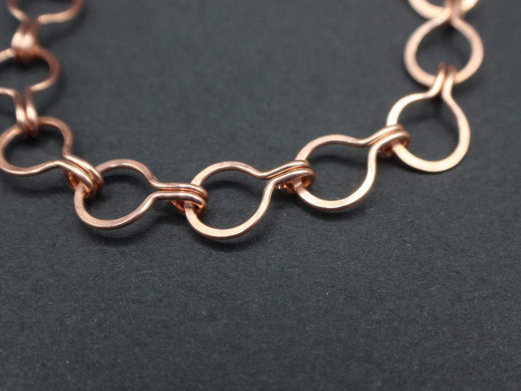 Handcrafted Hammered Copper Link Bracelet, 6.5"