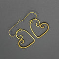 Handcrafted Brass Wire Heart Earrings with Fine Wire Wrapping