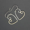 Handcrafted Silver Plated Copper Wire Heart Earrings with Fine Wire Wrapping