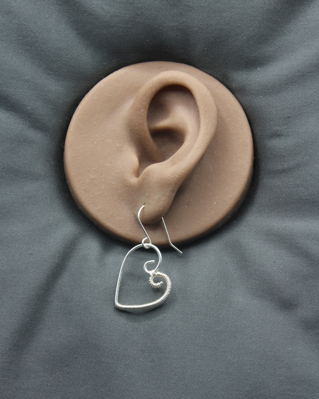 Handcrafted Silver Plated Copper Wire Heart Earrings with Fine Wire Wrapping