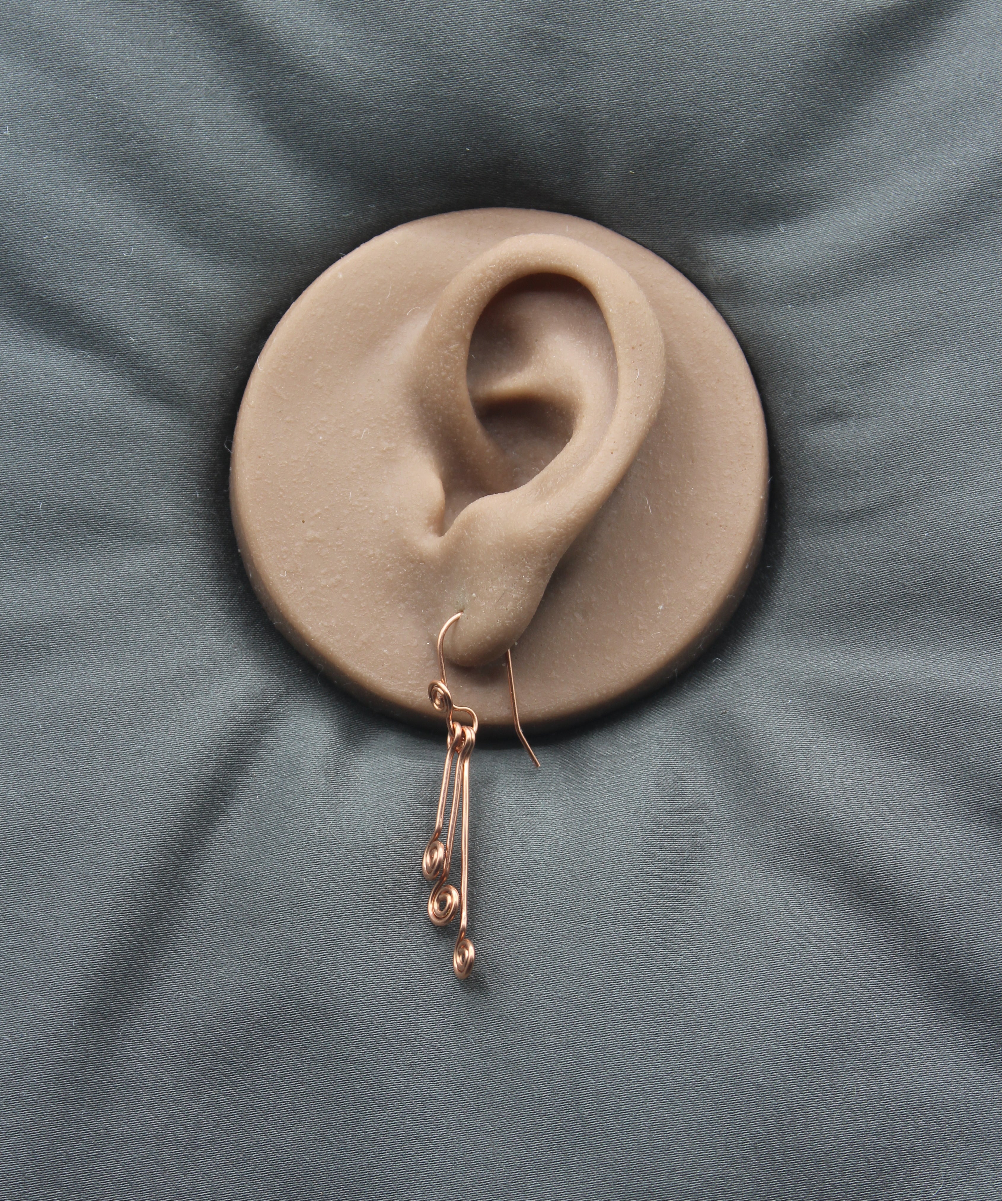 Handcrafted Triple Spiral Dangle Earrings in Copper