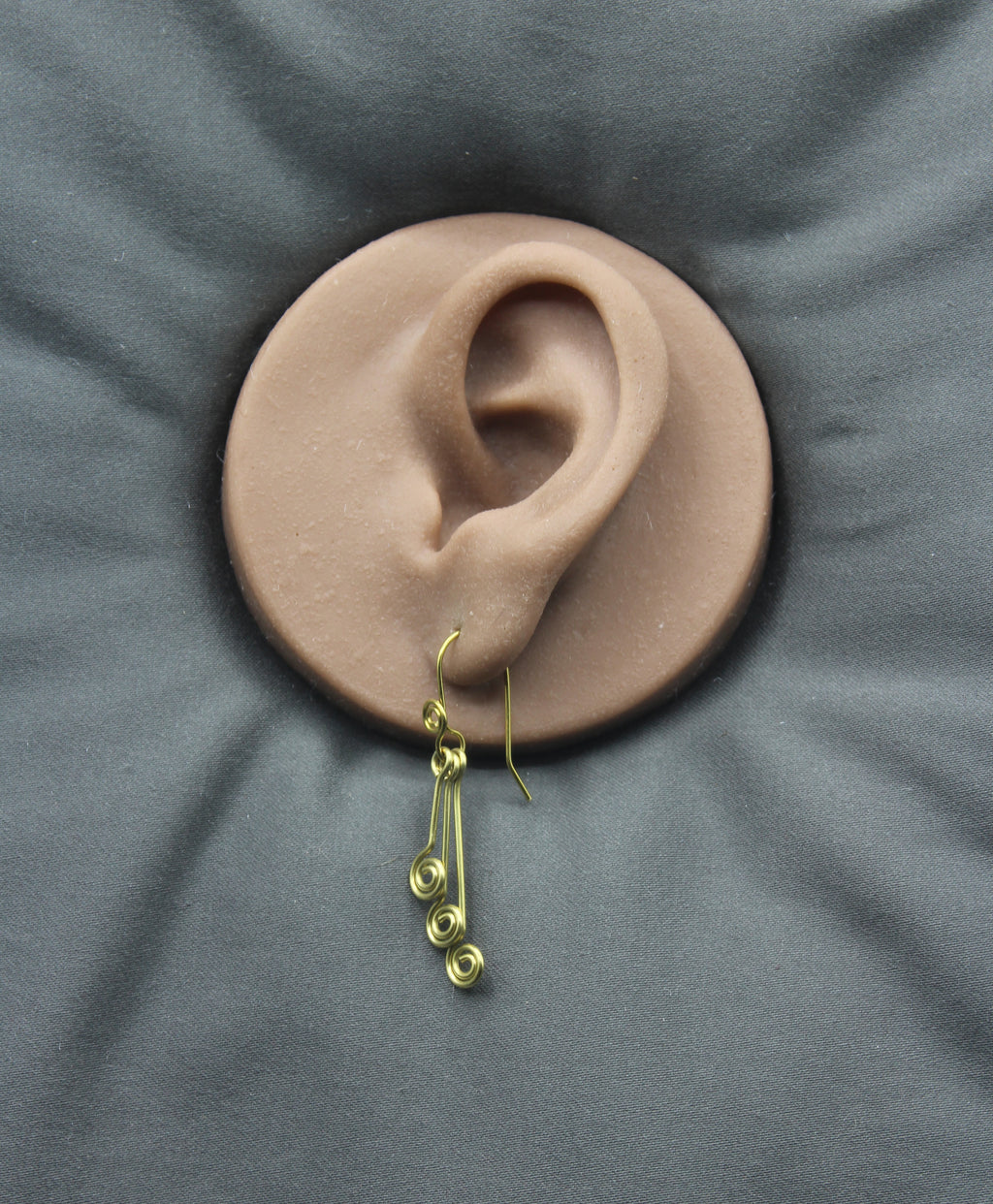 Handcrafted Triple Spiral Dangle Earrings in Brass
