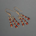 Handcrafted Copper Chandelier Earrings with Carnelian Beads