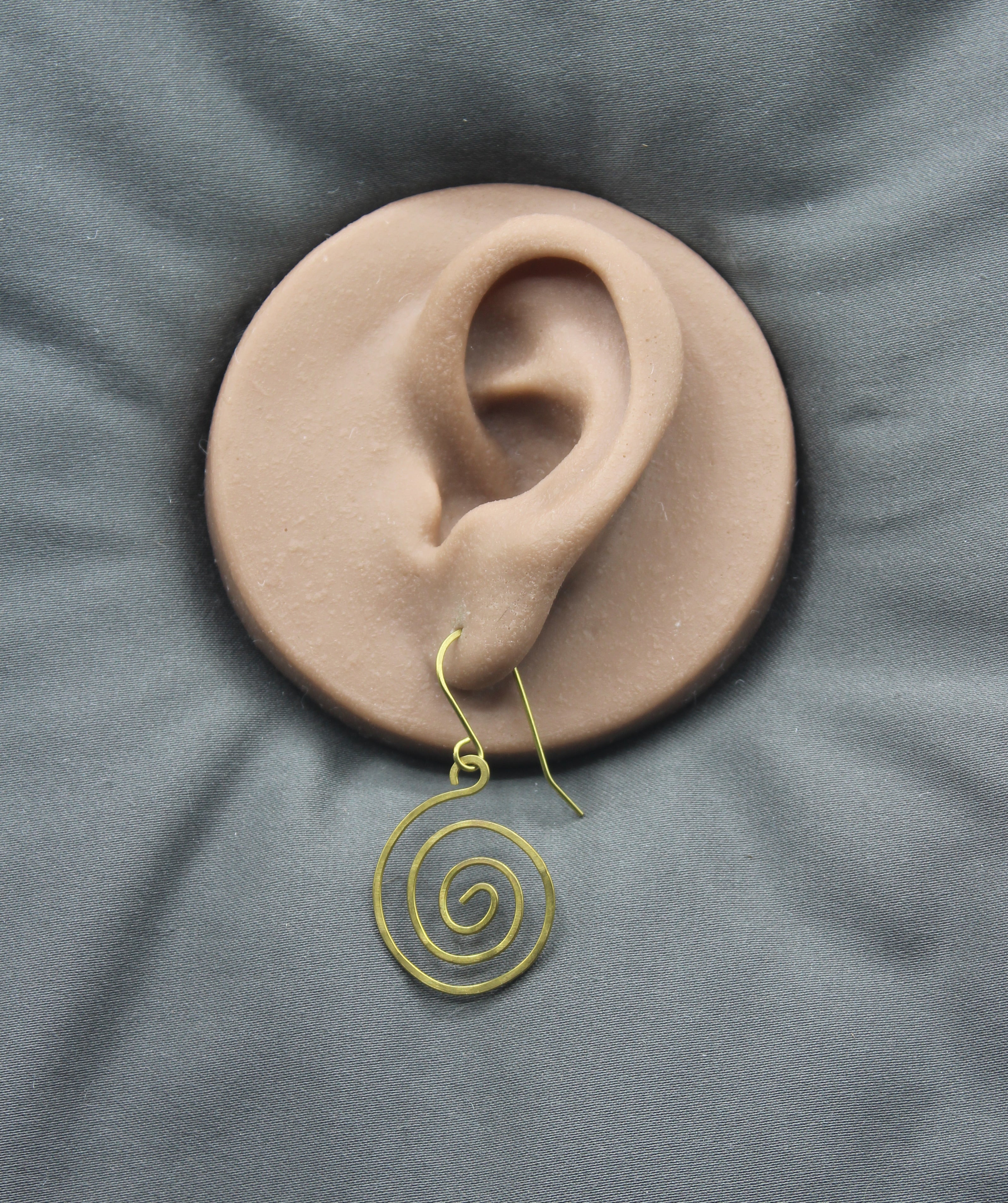 Handcrafted Hammered Brass Spiral Dangle Earrings