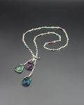 Handcrafted Rainbow Fluorite Front Toggle Necklace in Silver Plated Copper