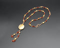 Handcrafted Crazy Lace Agate and Carnelian Necklace in Copper with Pendant Drop