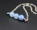 Handcrafted Triple Blue Agate Necklace with Stainless Steel Infinity Link Chain, 18"
