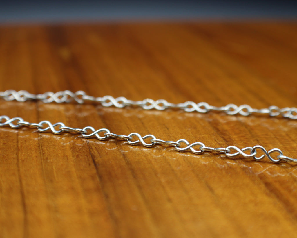 Handcrafted Triple Blue Agate Necklace with Stainless Steel Infinity Link Chain, 18"