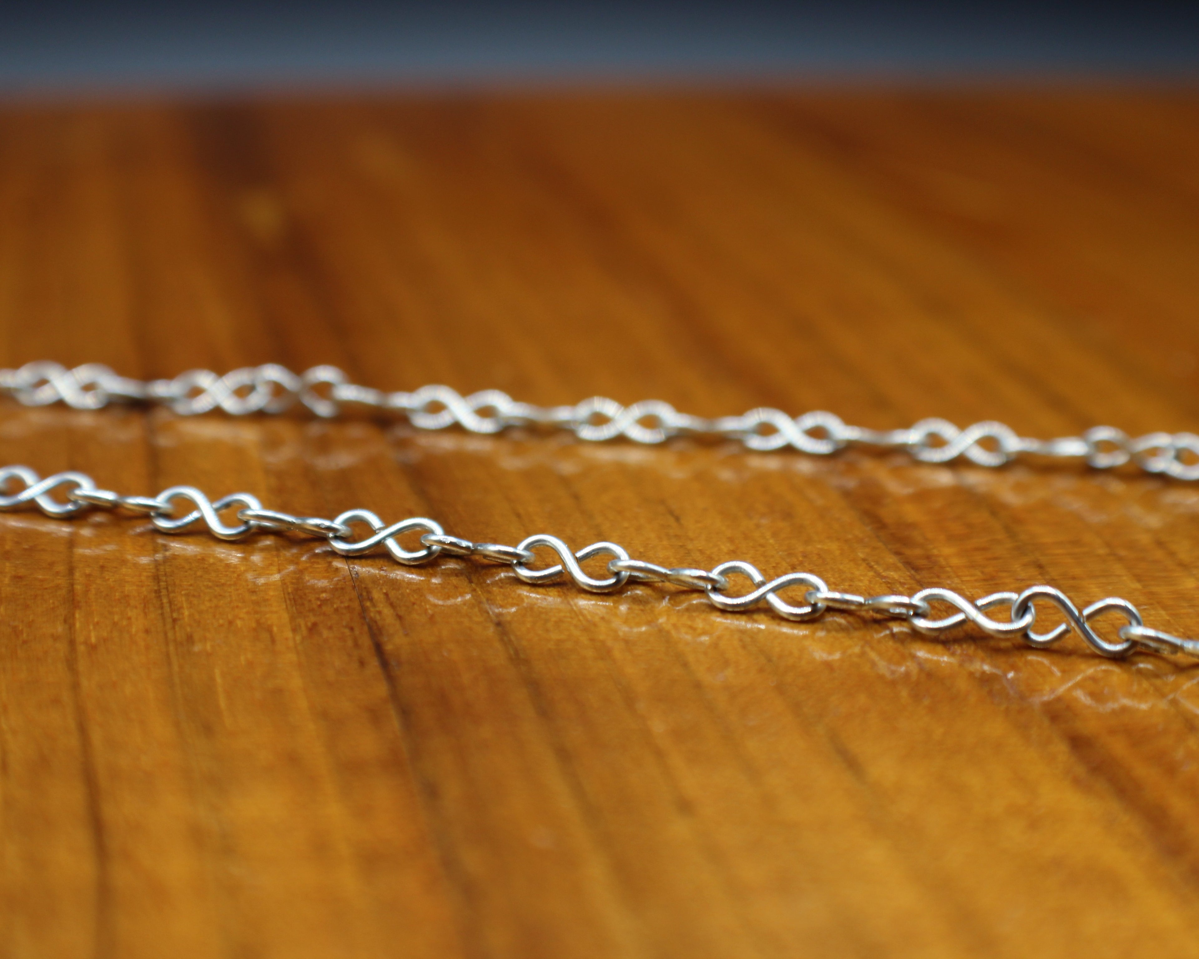 Handcrafted Triple Blue Agate Necklace with Stainless Steel Infinity Link Chain, 18"