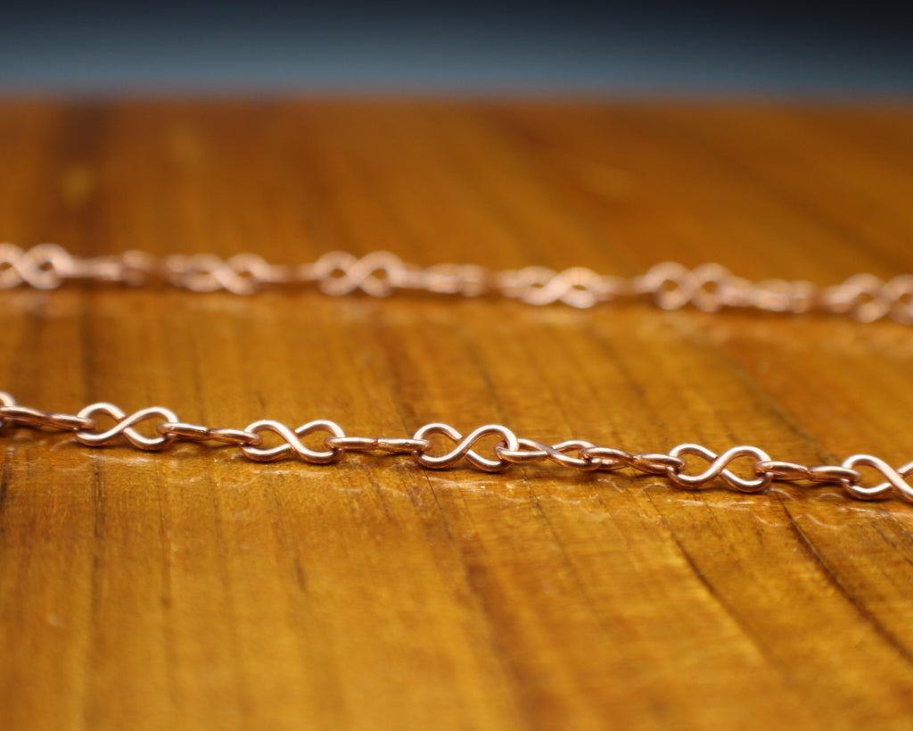 Handcrafted Copper Necklace with Aqua Glass Bead Drops, Adjustable 18"–21"