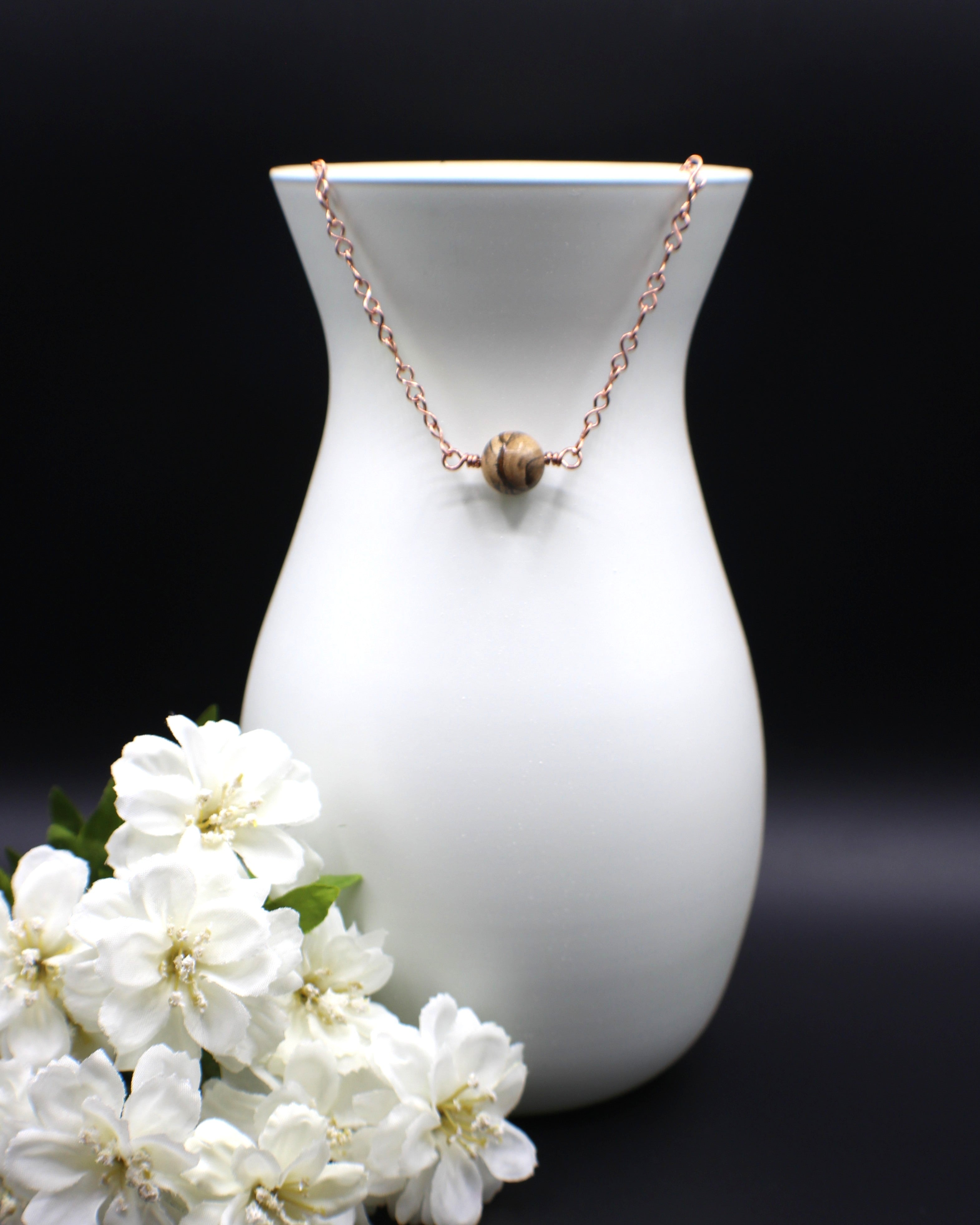Handcrafted Picture Jasper Necklace with Copper Infinity Link Chain, 18"