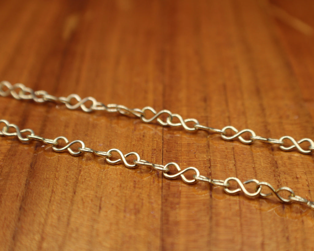 Handcrafted Light Purple Stone Necklace with Brass Infinity Chain, 18"