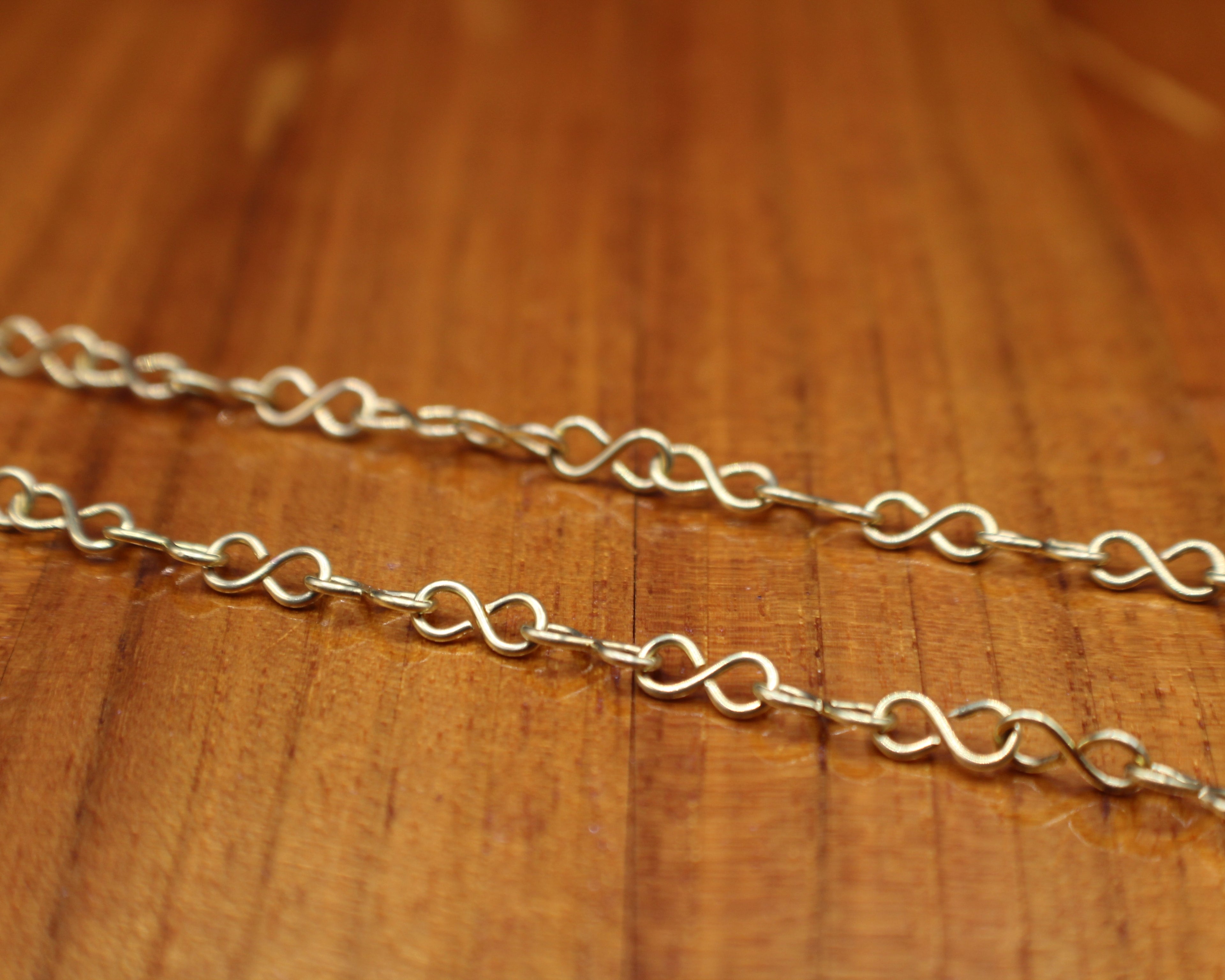 Handcrafted Light Purple Stone Necklace with Brass Infinity Chain, 18"