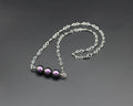 Handcrafted Purple Crystal Pearl Necklace with Stainless Steel Infinity Link Chain, 18"