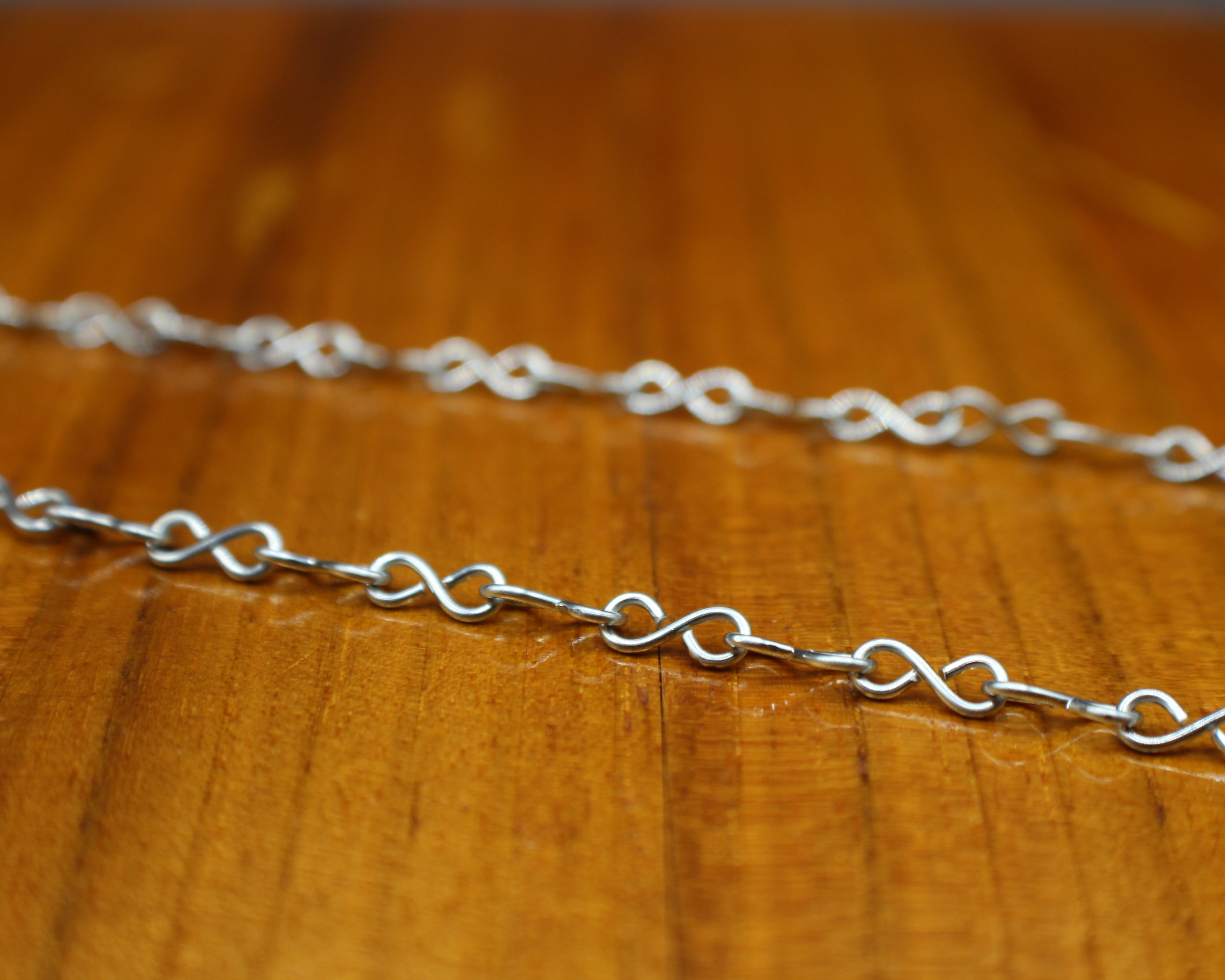 Handcrafted Purple Crystal Pearl Necklace with Stainless Steel Infinity Link Chain, 18"